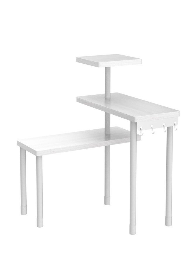 JayRex Bathroom Organizer Countertop Corner Shelf, 3 Tier Moveable Organizer for Make Up, Dresser Table, Desktop (White) - Image 4